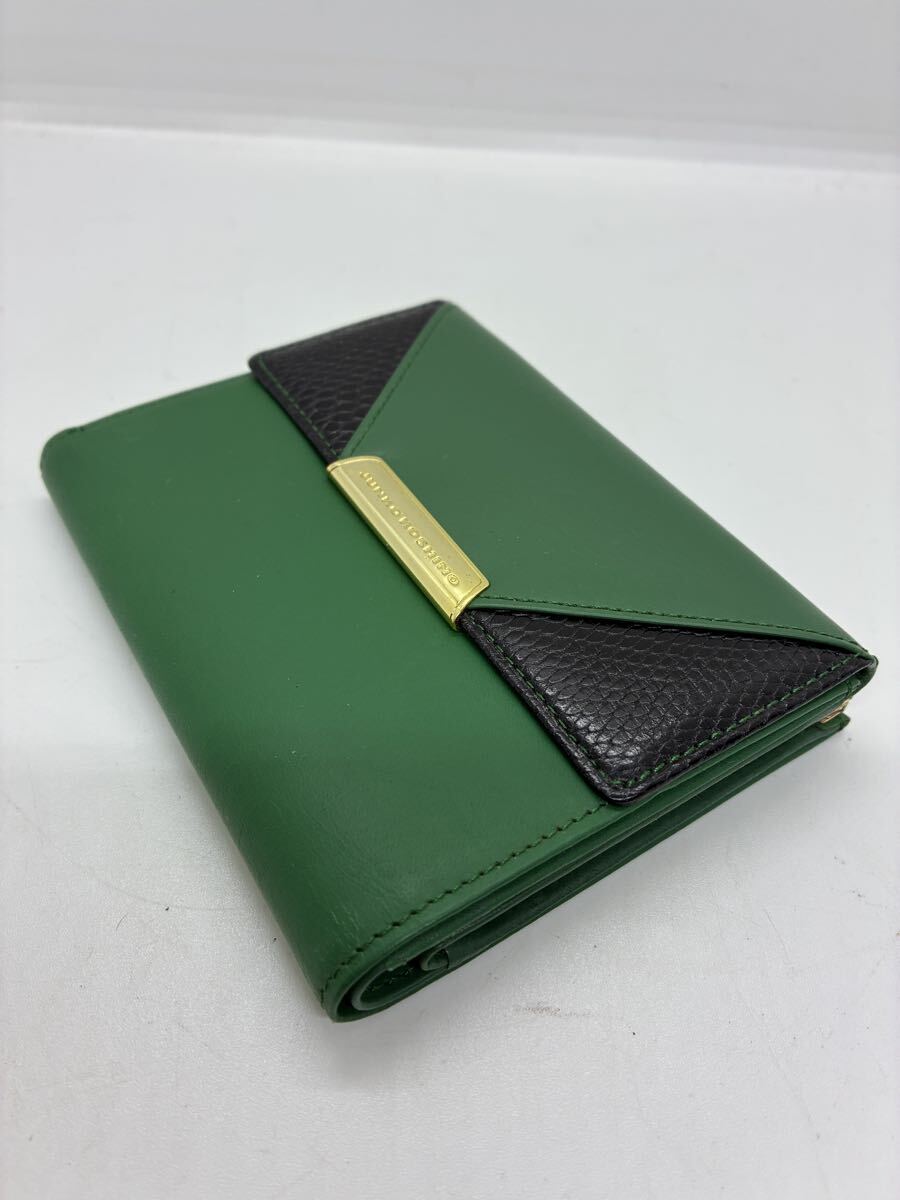 JUNKO KOSHINO 二つ折り財布 グリーン レザー がま口 コシノジュンコ拍卖