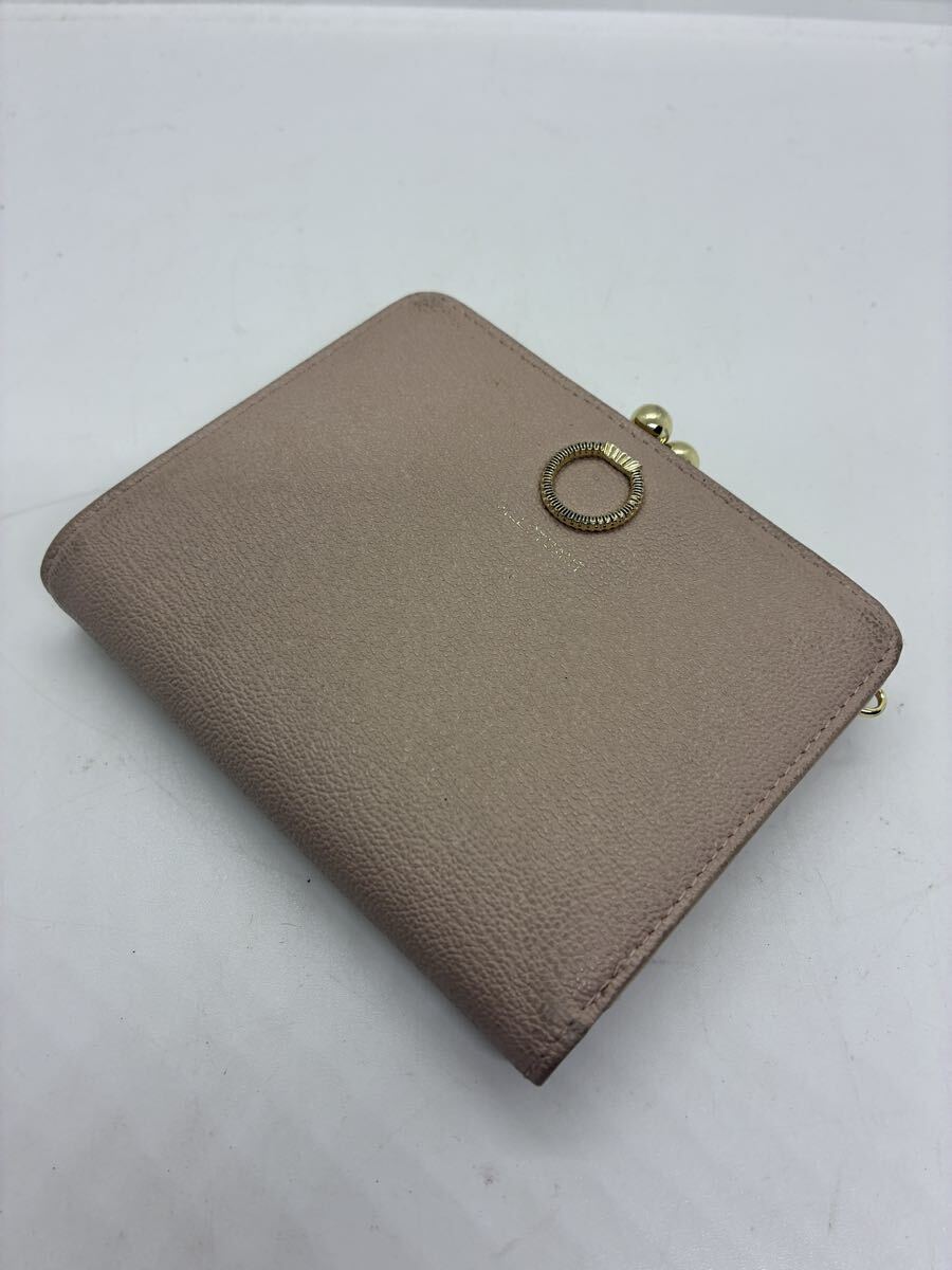 JIL STUART ジルスチュアート 二つ折り財布 がま口 ベージュ レザー がま口拍卖