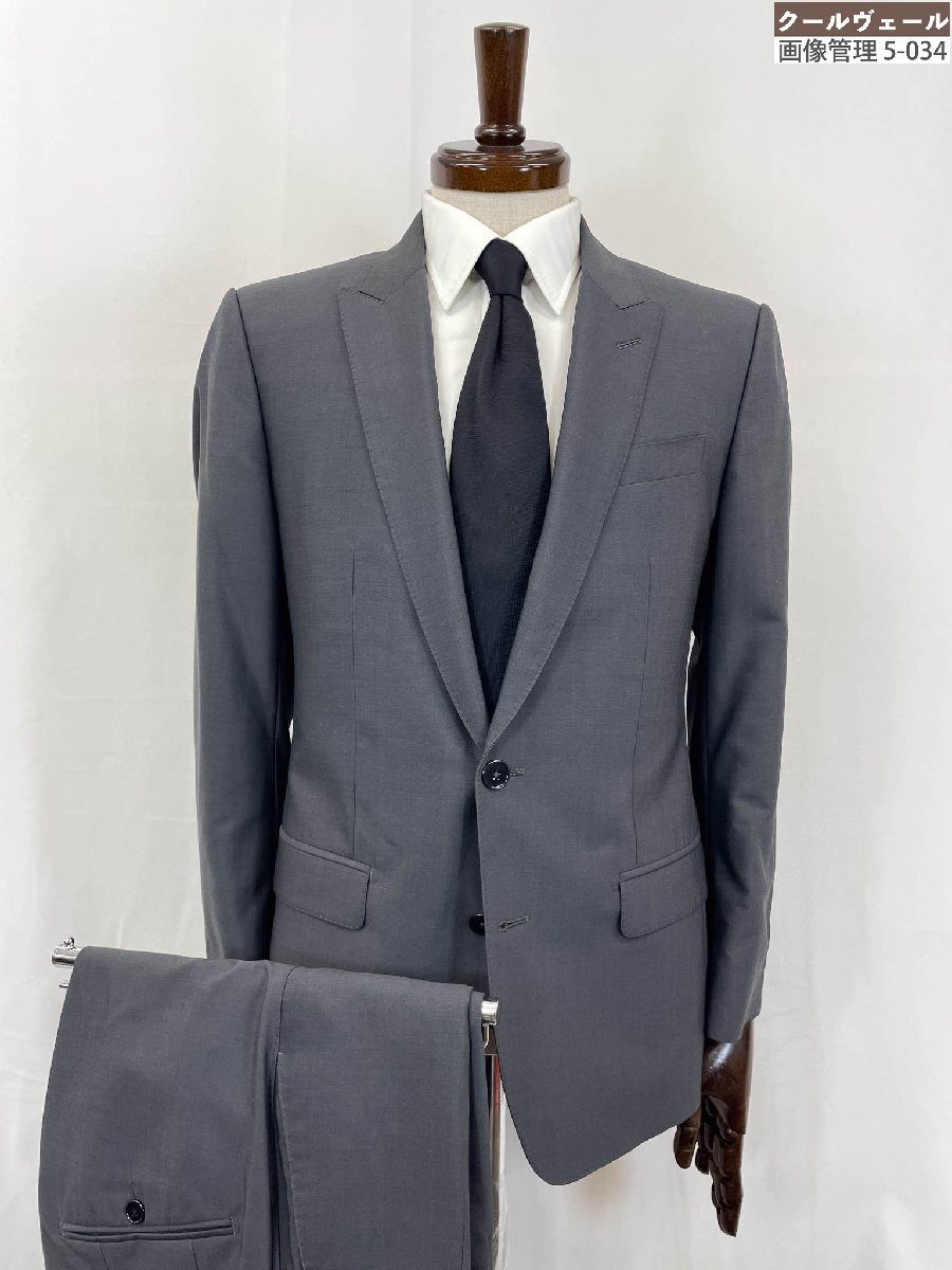 超美品【ドルチェ&ガッバーナ】G1PCCT シルク混 シングル2ボタン 織柄 スーツ (メンズ) size44/7S グレー系 イタリア製 ◇35RMS3007◇拍卖