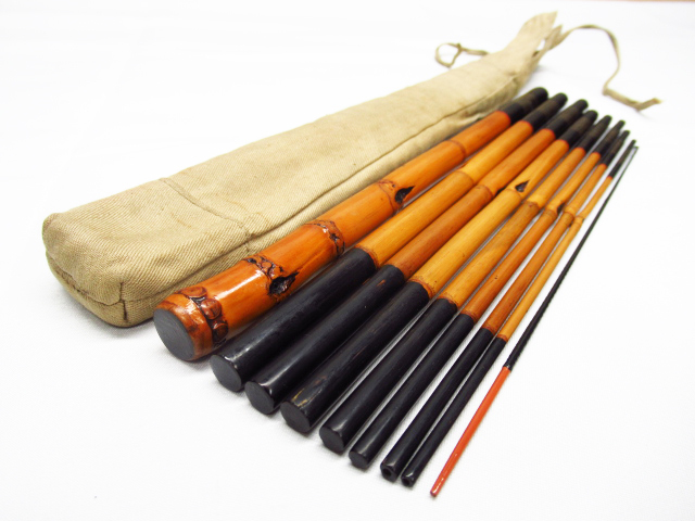 たなご竿 竹竿 和竿 銘無し 九本継 約1.7m 袋付き 管理7k1120B-I6拍卖