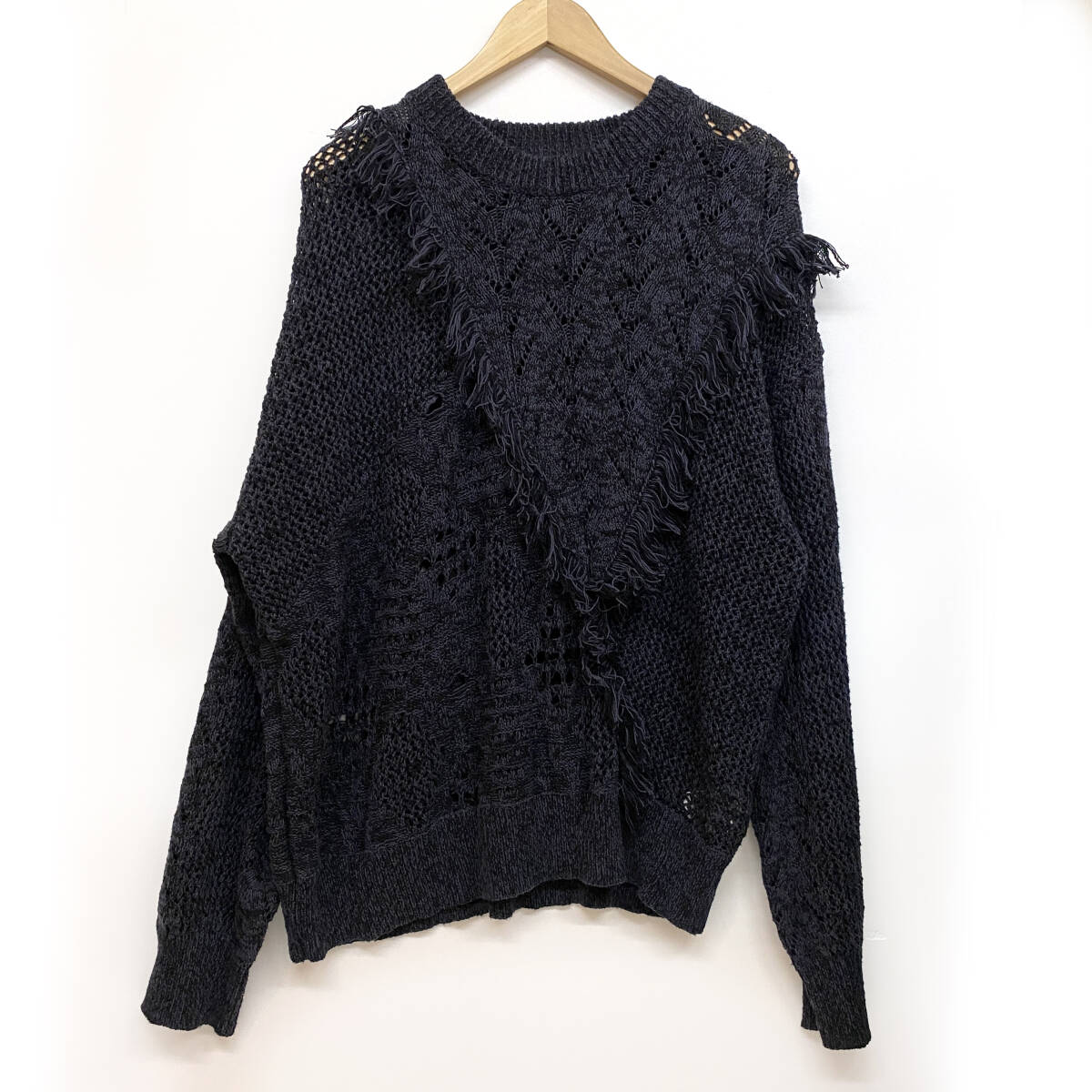 tu130 HARE ハレ スカシアミフリンジニット プルオーバー HA020694AD フリーサイズ ※中古拍卖