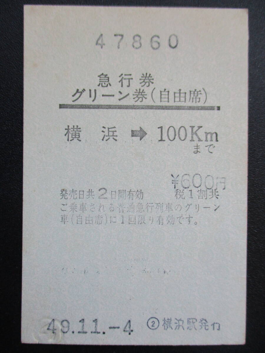 ☆ 国鉄 印発発行・急行自由席グリーン券(横浜→100㎞まで)拍卖