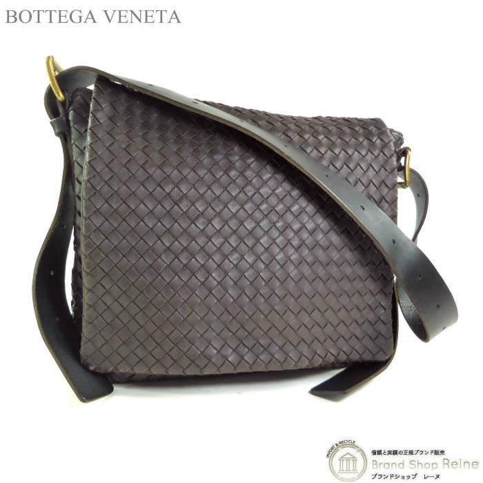ボッテガ ヴェネタ (BOTTEGA VENETA) イントレチャート メッセンジャー ショルダー バッグ メンズ 161314 ダークブラウン(中古)拍卖