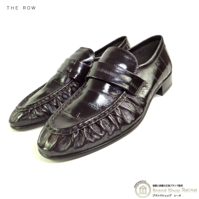 ザ・ロウ (The Row) Soft Loafer イールスキンレザー ローファー #38 1/2 シューズ 靴 F1280 ブラウン(新品)拍卖
