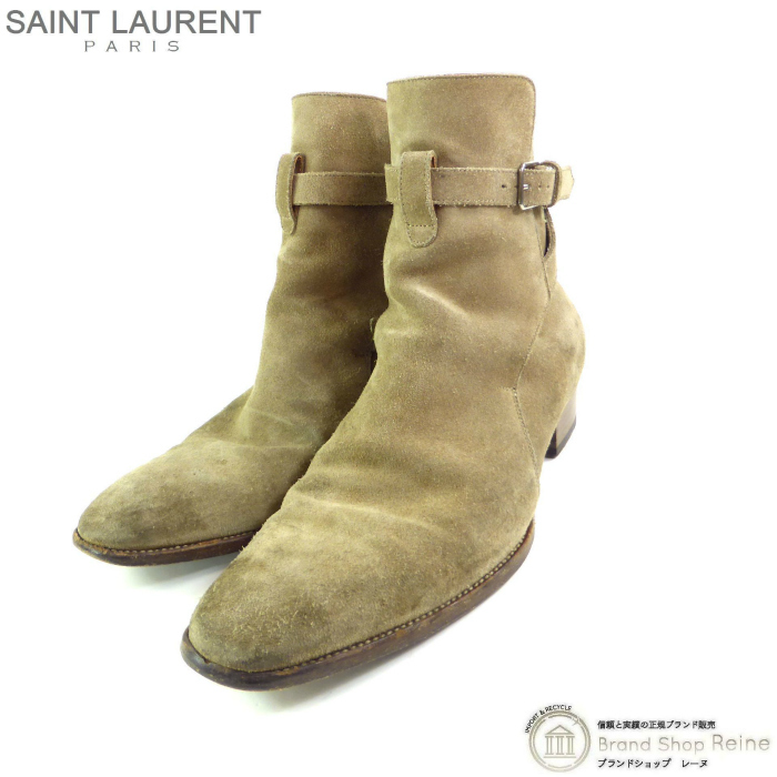 サンローラン (SAINT LAURENT) パリ スエード ショート ブーツ レザー シューズ メンズ #41 靴 498372 ベージュ(中古)拍卖