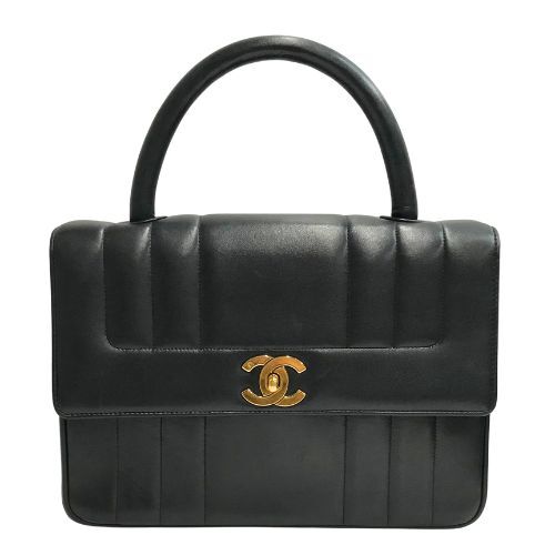 極美品 シャネル CHANEL マドモアゼル ラムスキン ハンドバッグ ブラック WS1660拍卖