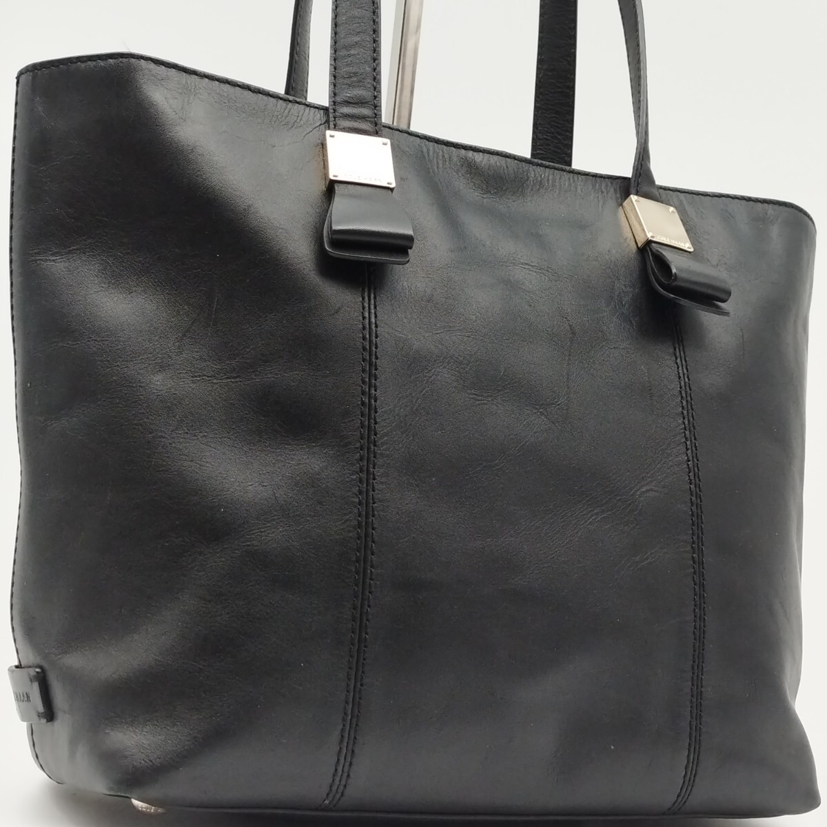 美品 コールハーン Cole Haan トートバッグ 本革 レザー ブラック 黒 肩掛け可 A4可 ビジネスバッグ ブリーフケース メンズ 鞄 仕事拍卖