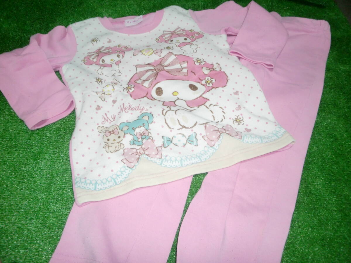 PJ1016-27 女の子中古パジャマ ナイトウエア 【サンリオ マイメロディ ラメプリントパジャマ】120cm 女児向け 裏起毛拍卖