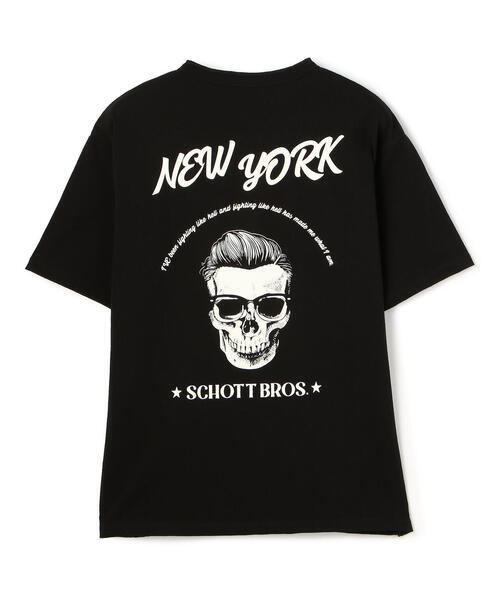 【Schott ショット】ヘンリーネックTシャツXL 「スカル グラス ヘンリー Tシャツ」 ビッグサイズ スカルリーゼントプリント 人気アイテム拍卖