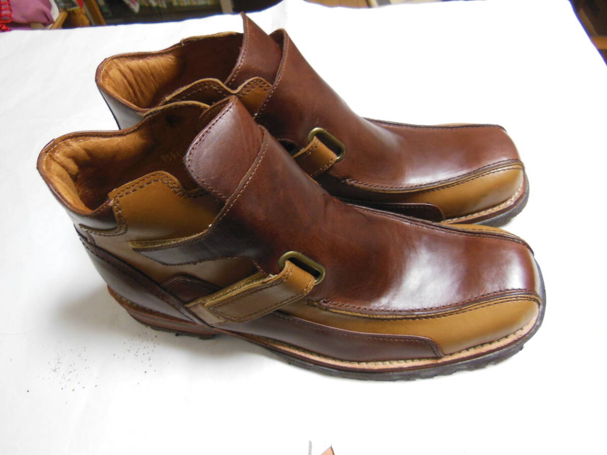 未使用品 WHOOP'EE フーピー メンズシューズ・ブーツ 26.5cm 本革 ブラウン×キャメル 送料無料拍卖