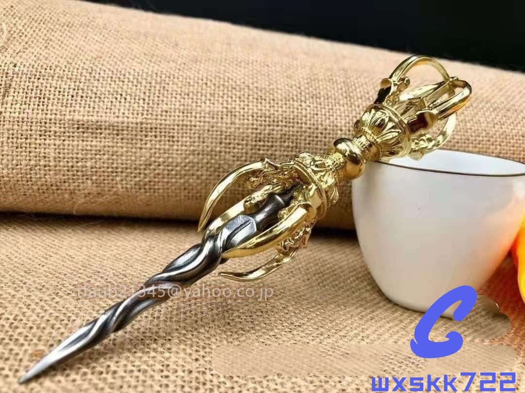 金剛杵 密教法具 独鈷杵 五鈷降魔杵 金剛杭 バジュラ 仏具 法器 チベット寺院仏具 手道具体型 約17cm拍卖