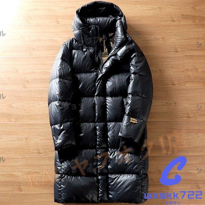 新品高品質 ダウンコート メンズ 着丈100cm以上 ロングコート フード付き ダウン90% 軽量 厚手 防寒 ダウンジャケット 冬/黒拍卖
