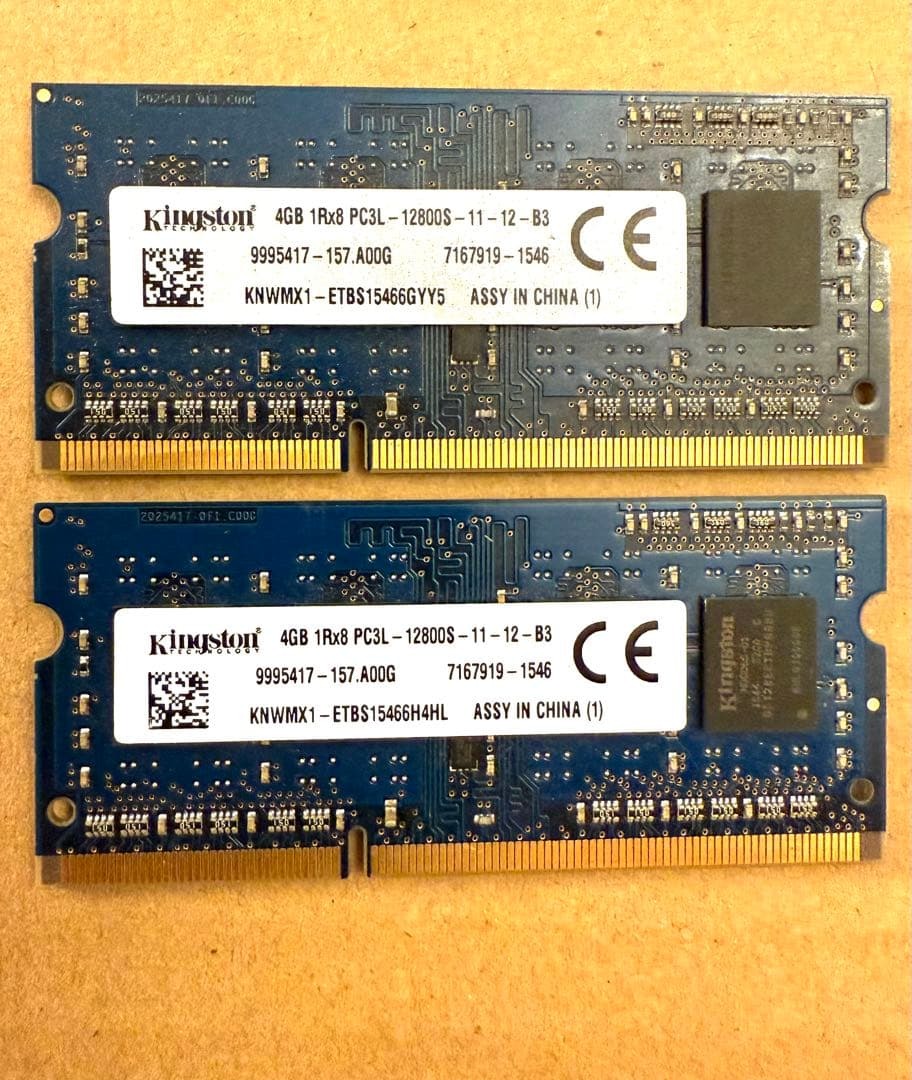 A2 Kingston メモリ 8GB DDR3L 1600 4GB ×2枚 4GB x 2枚組み 合計8GB SO-DIM拍卖