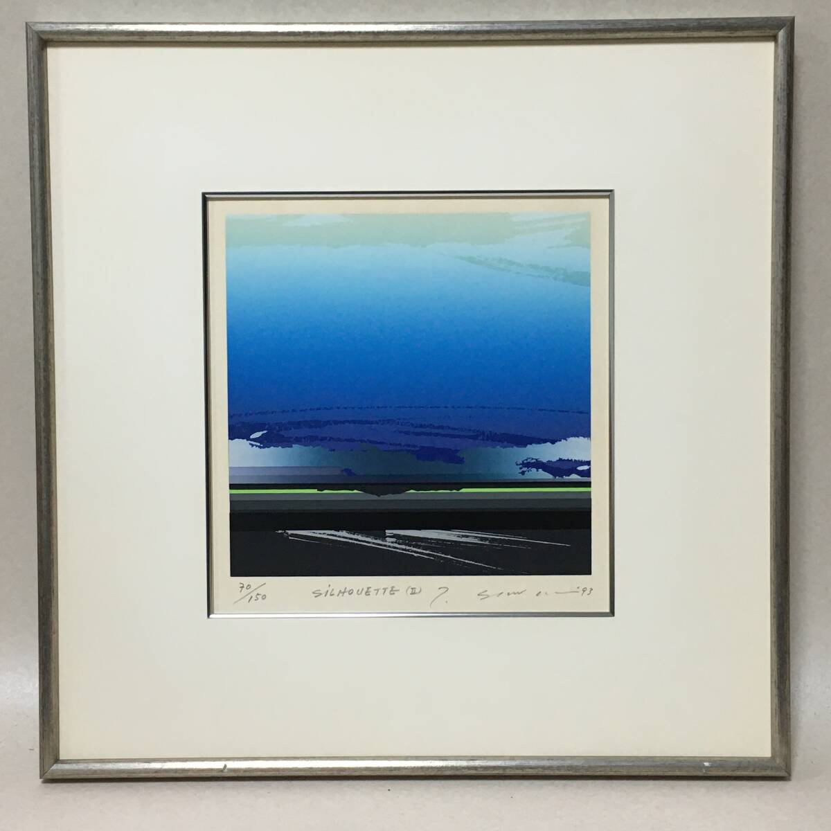 E950【真作】沢田哲郎「SILHOUETTE(II)」シルクスクリーン 限定150部 澤田哲郎 額装 版画 拍卖