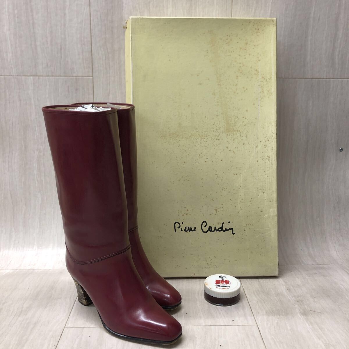 M318 FN-251024-1957 PIERRE CARDIN PARIS ピエールカルダン ロングブーツ レザーブーツ ブーツ レザー ワインレッド レディース 35 2/1拍卖