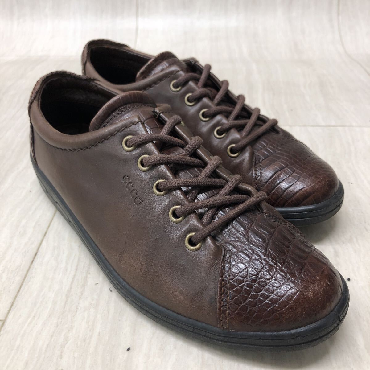 M327 FN-251024-1923 ecco エコー コンフォートシューズ レザーシューズ ローカット ブラウン レディース 23.5EE拍卖