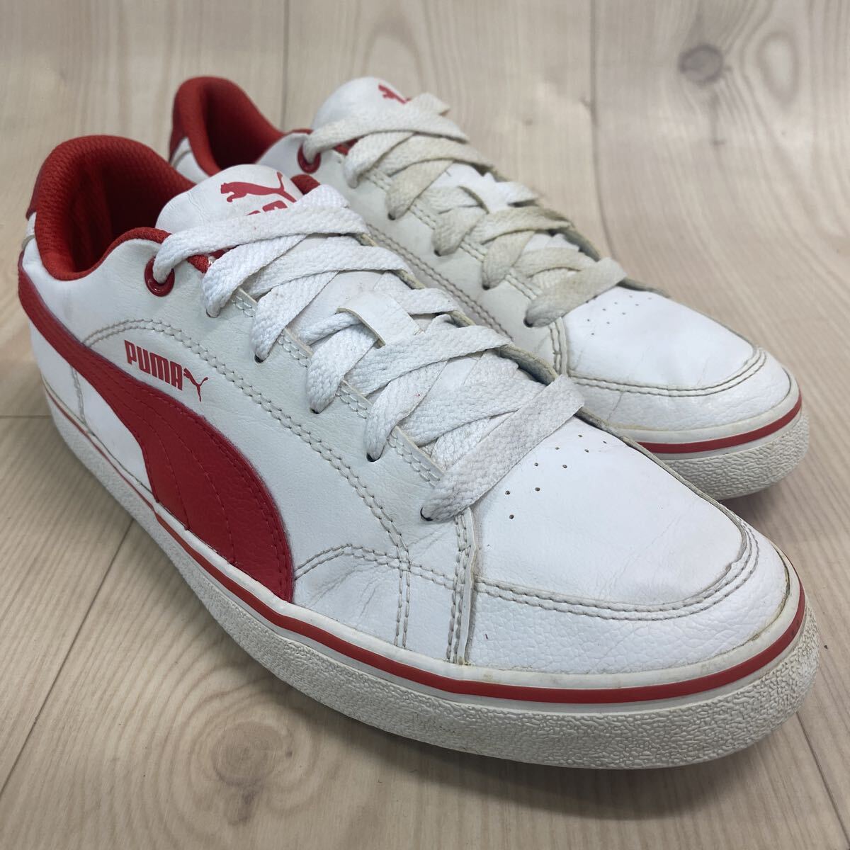 D36 FK-251029-405 PUMA プーマ COURT POINT コートポイント カジュアルスニーカー ローカットスニーカー ホワイト レッド メンズ 26.5cm拍卖