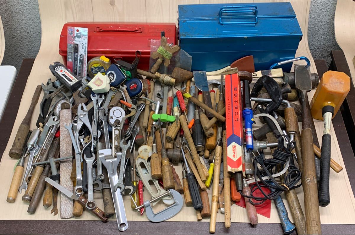 N942SD-251024-2114 【大量】ドライバー ペンチ ハンマー メジャー レンチ はんだこ スクレーパー 工具セット 大工道具 手工具 大量まとめ 拍卖