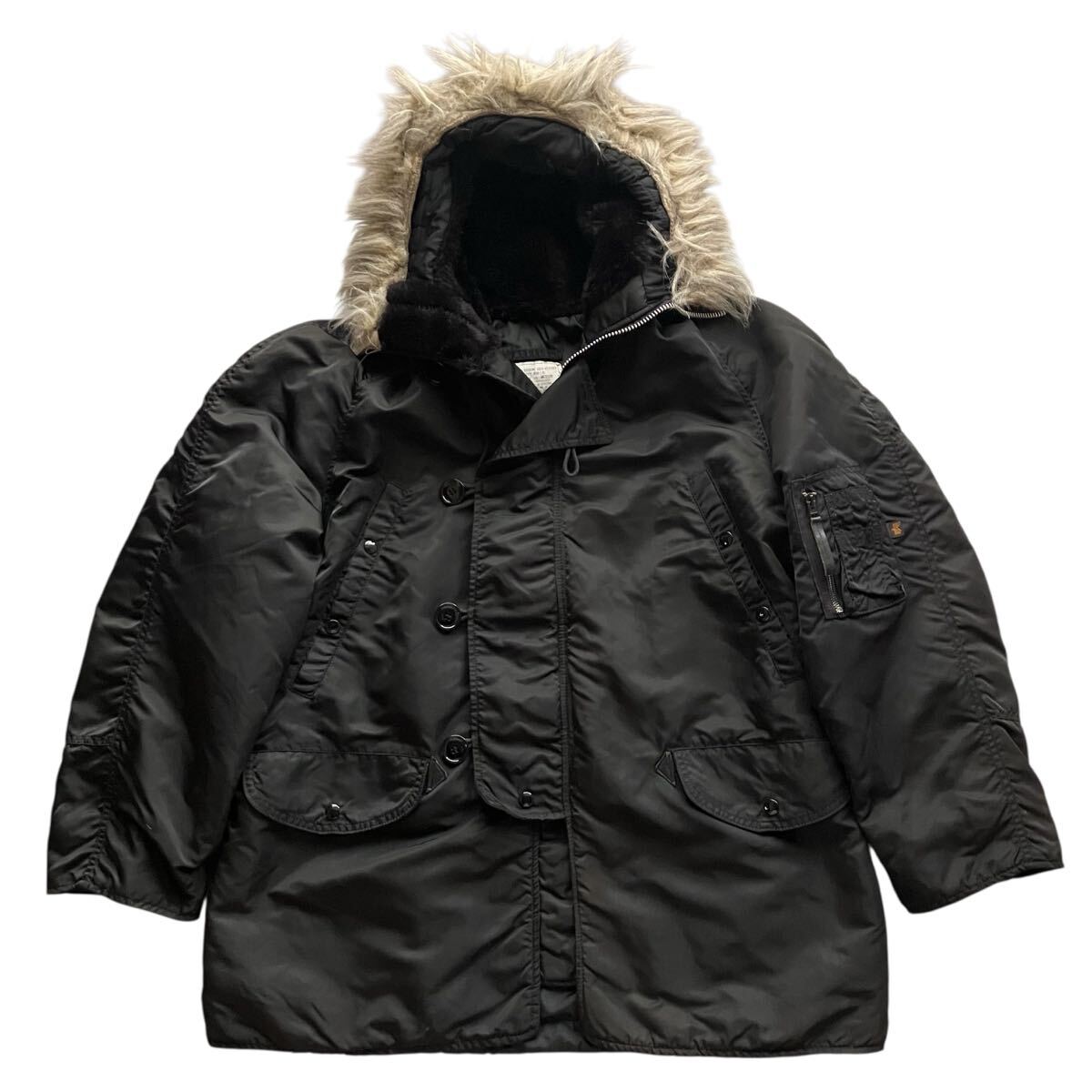 90s USA製 ALPHA INDUSTRIES N-3B フライトジャケット アルファ ミリタリージャケット アメリカ製 古着 Mサイズ ブラック 黒拍卖