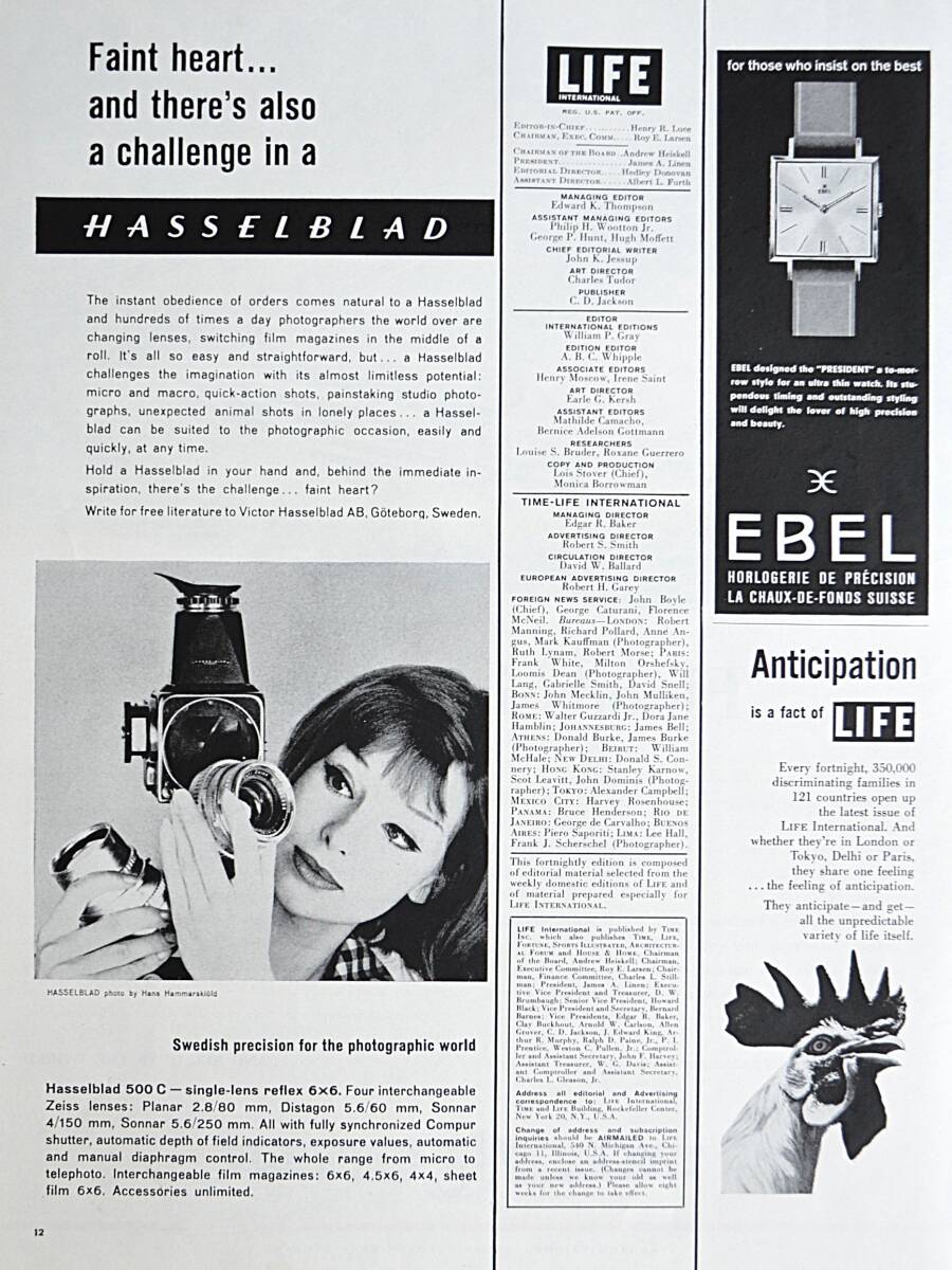 稀少・カメラ広告!1960年ハッセルブラッド カメラ広告/Hasselblad 500C Camera/C拍卖