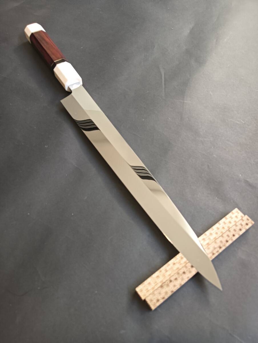 超ウルトラ鏡面仕上V金10号本焼柳刃包丁270mm デザートアイアンウッド+デュポンコーリアン八角柄拍卖