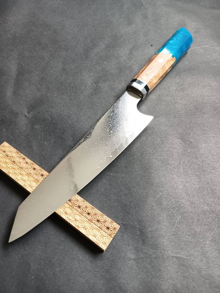 67層鏡面ダマスカス刀型切付ペティナイフ 170mm モダンブルー柄拍卖