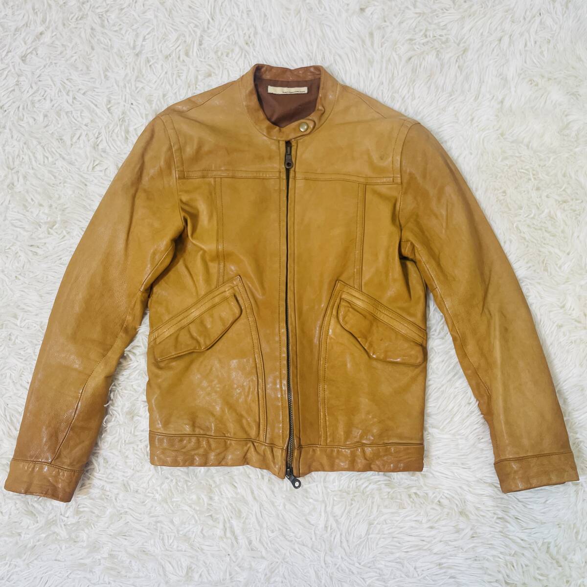 GALLARDA GALANTE ガリャルダガランテ シープレザー ライダースジャケット F キャメル 山羊革 レディース拍卖