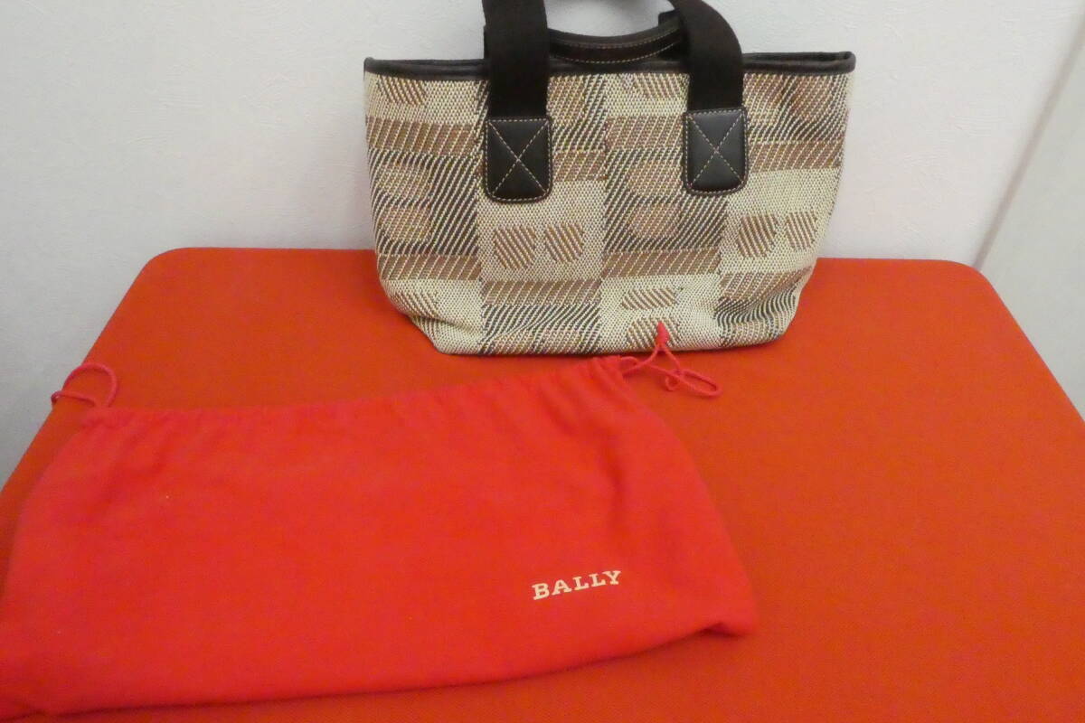 K【1506】★BALLY トートバッグ★バリー キャンバス ベージュ ブランド 袋付き 経年保管品拍卖