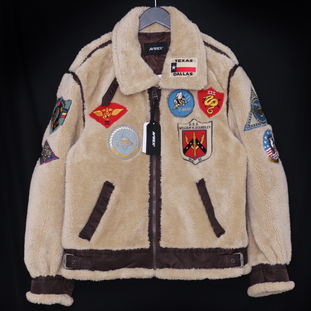 未使用 AVIREX レトロボア B-3 トップガン ジャケット XLサイズ ベージュ 783-2952004 アヴィレックス フリース TOP GUN JACKET拍卖