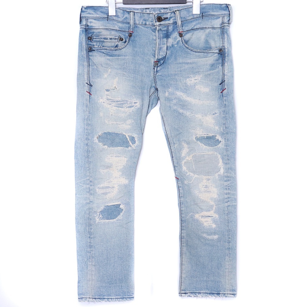 DEETA MERCURY 別注 JEFFLY PUNK & ROCK SLIM サイズ30 インディゴ DTA-004 ディーティーエー リペアクラッシュデニムパンツ ジーンズ拍卖