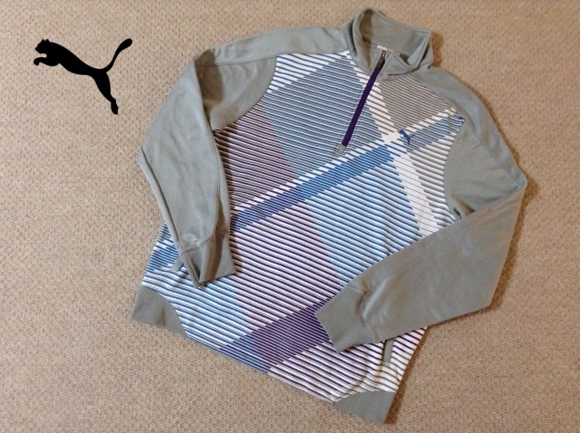 ★中古★プーマ ゴルフ ハーフジップジャケット グレー 刺繍ロゴ ラウンド 練習 puma GOLF 558054拍卖