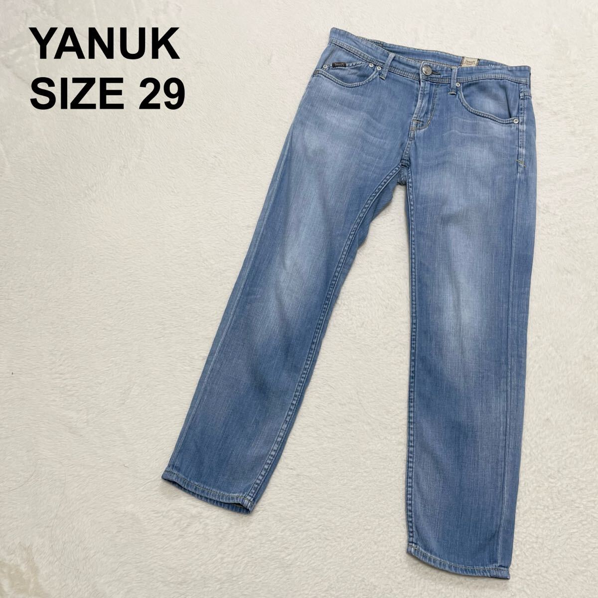 YANUK ヤヌーク MICHEL CROP ミシェルクロップ スリムストレートデニム クロップドデニム スキニーパンツ ストレッチ ブルー 29(632)拍卖