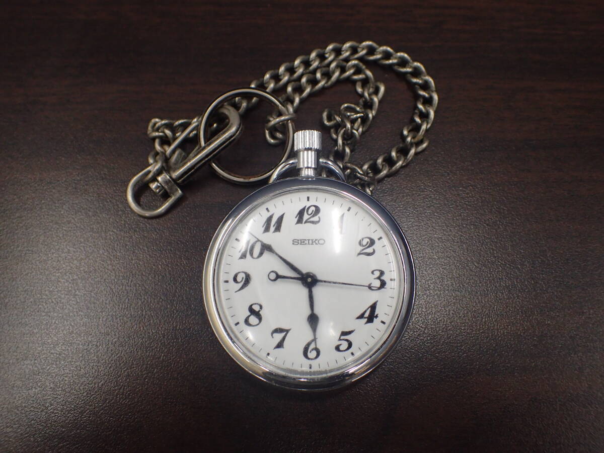 SEIKO セイコー 7C11-0010 ホワイト文字盤 クオーツ 懐中時計 ジャンク 激安1円スタート拍卖