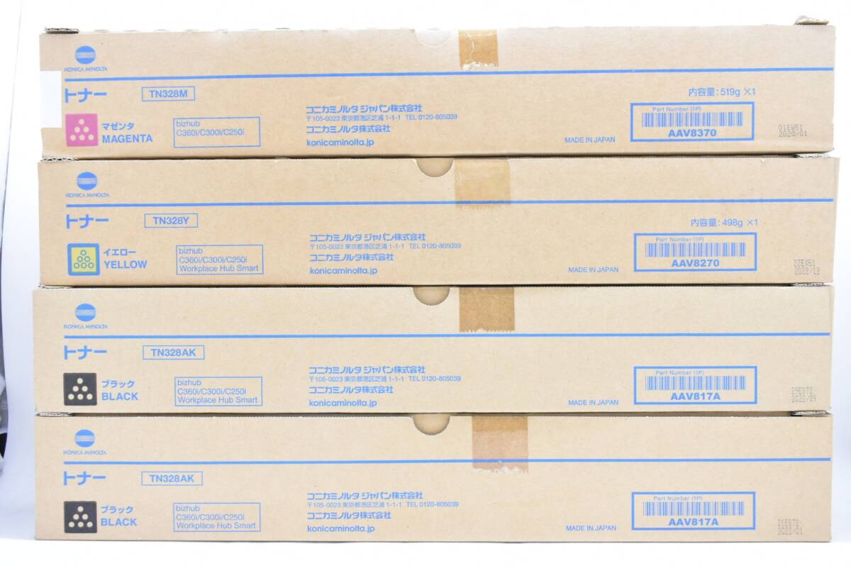 未使用 コニカミノルタ 純正 トナー TN328 3色4本(マゼンタ・イエロー・ブラック) KONICA MINOLTA ITETPBR70ULG-D-N17-byebye拍卖
