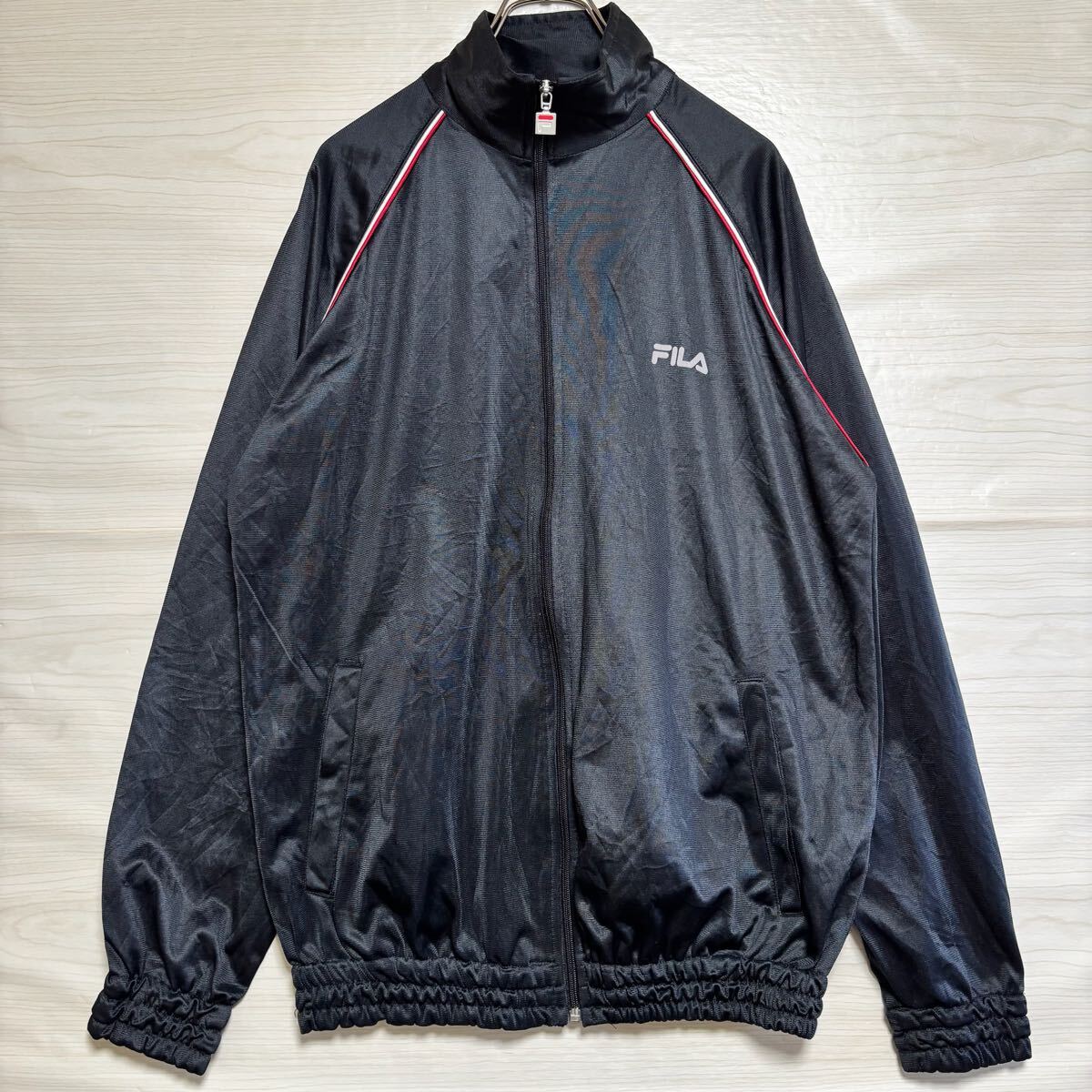 FILA フィラ トラックジャケット ジャージ ラグラン ジップアップ ワンポイント サイズL ブラック 黒 ポリエステル メンズ トップス(39)拍卖