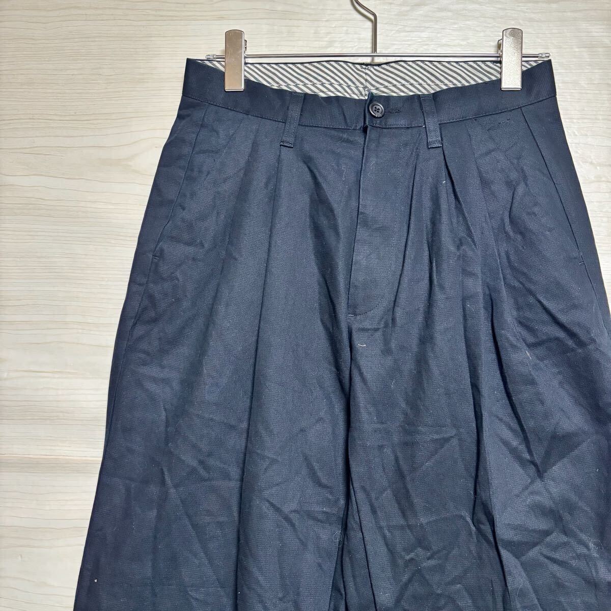 VINTAGE ヴィンテージ スラックスパンツ ワイドシルエット サイズXL相当 ブラック 黒 ポリエステル メンズ トップス(41)拍卖