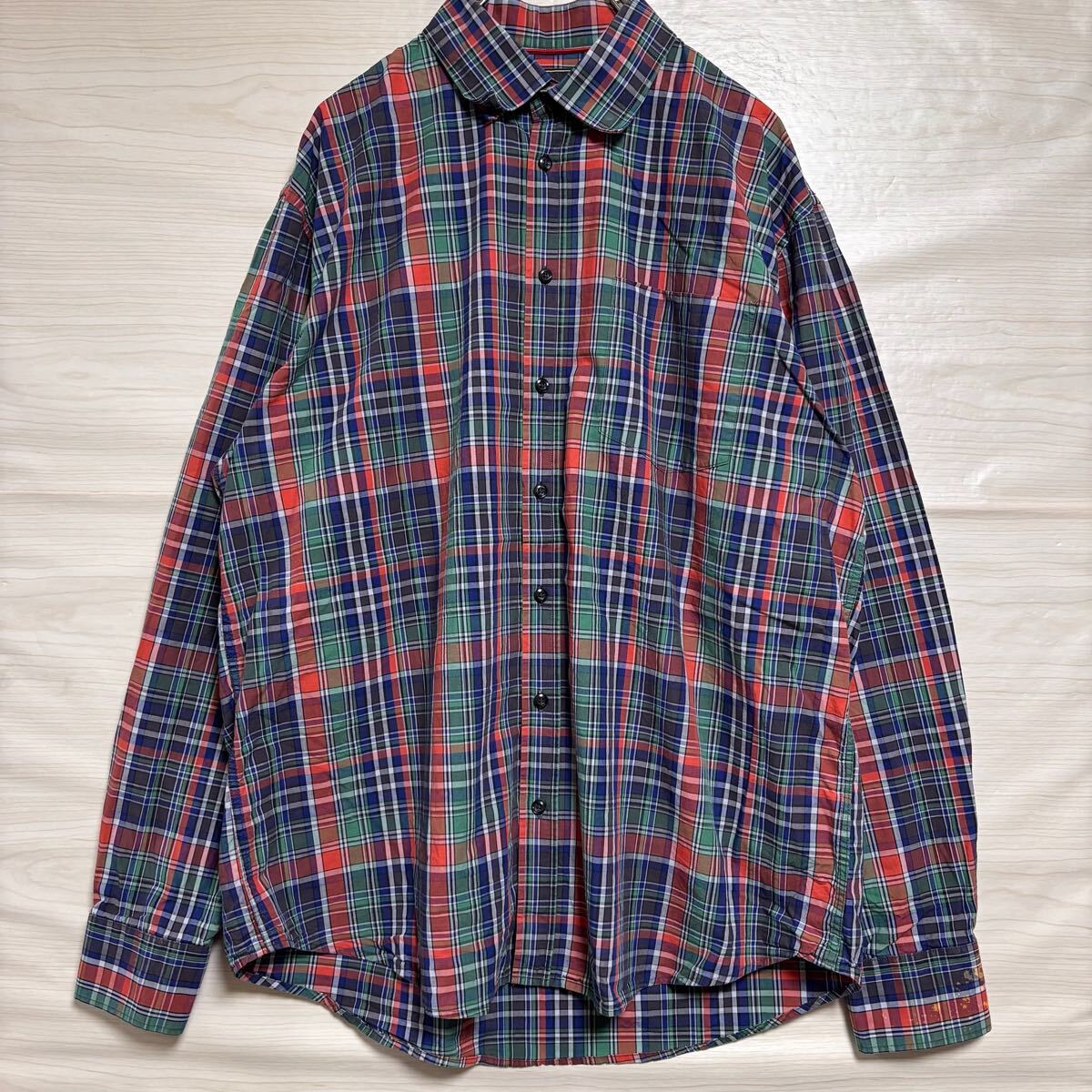 VINTAGE ヴィンテージ 長袖シャツ ボタンダウン チェックシャツ 胸ポケット サイズXL マルチカラー コットン メンズ トップス(42)拍卖