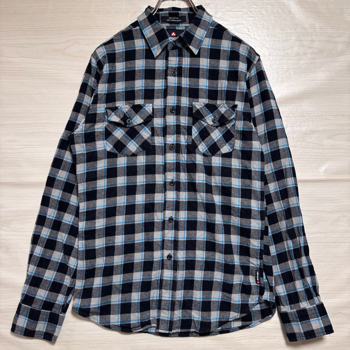 VINTAGE ヴィンテージ 長袖シャツ フランネルシャツ チェックシャツ 胸ポケット サイズM マルチカラー コットン メンズ トップス(42)拍卖