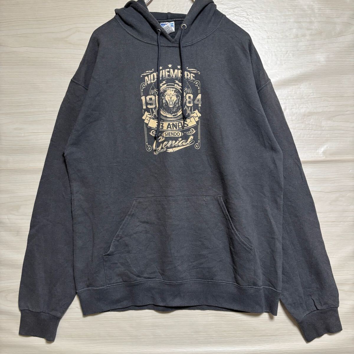 US古着 JERZEES ジャージーズ プルオーバーパーカー フーディー スウェット サイズM ダークグレー コットン メンズ トップス(42)拍卖