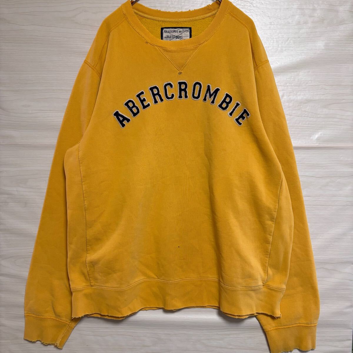 90's Abercombie&fitch アバクロンビーアンドフィッチ スウェット トレーナー サイズXL イエロー コットン メンズ トップス(44)拍卖