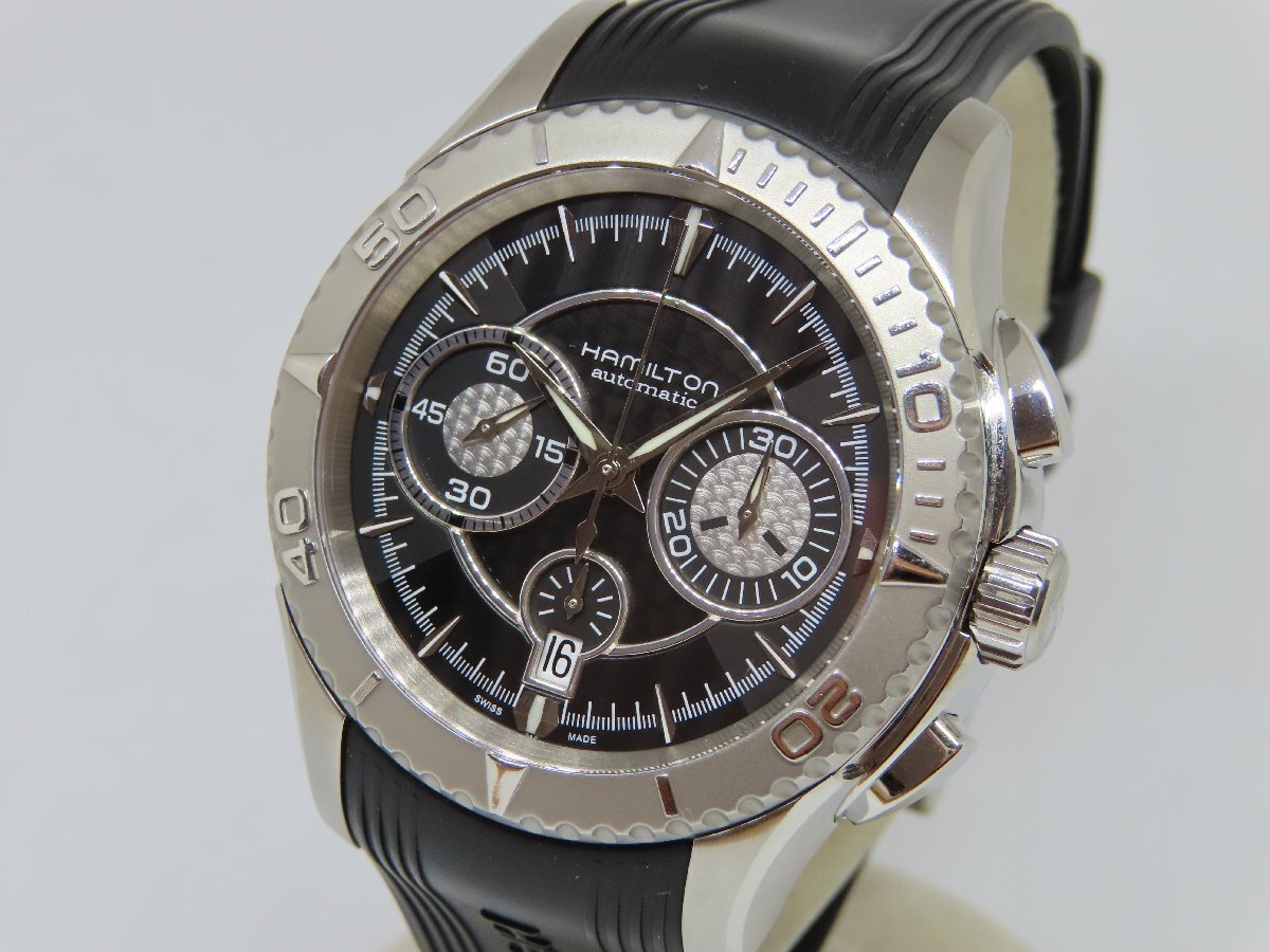 美品 HAMILTON ハミルトン ジャズマスター シービュー クロノグラフ オート H37616331 自動巻き ブラック文字盤 メンズ腕時計拍卖