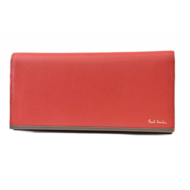 ポールスミス 長財布 財布 メンズ かぶせ長財布 かぶせ サフィアーノ 赤 レッド トープ 男性 紳士 本革 ギフト プレゼント PSQ105拍卖