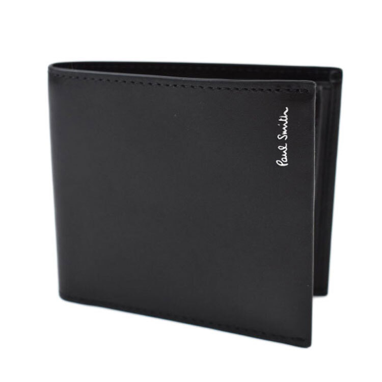 二つ折り 財布 ポールスミス メンズ ブランド フォールデッドエッジ フラップ 専用箱付 黒 ブラック BPS683拍卖