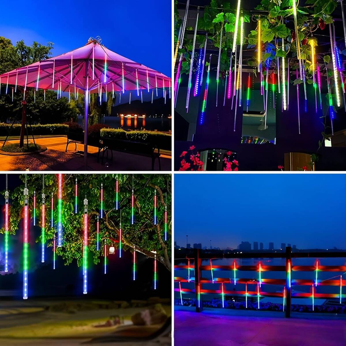 カラフル色 50cm×10本 キャンデイ LEDイルミネーションライト フォールライト スノーフォールライト 流れる 流星 拍卖