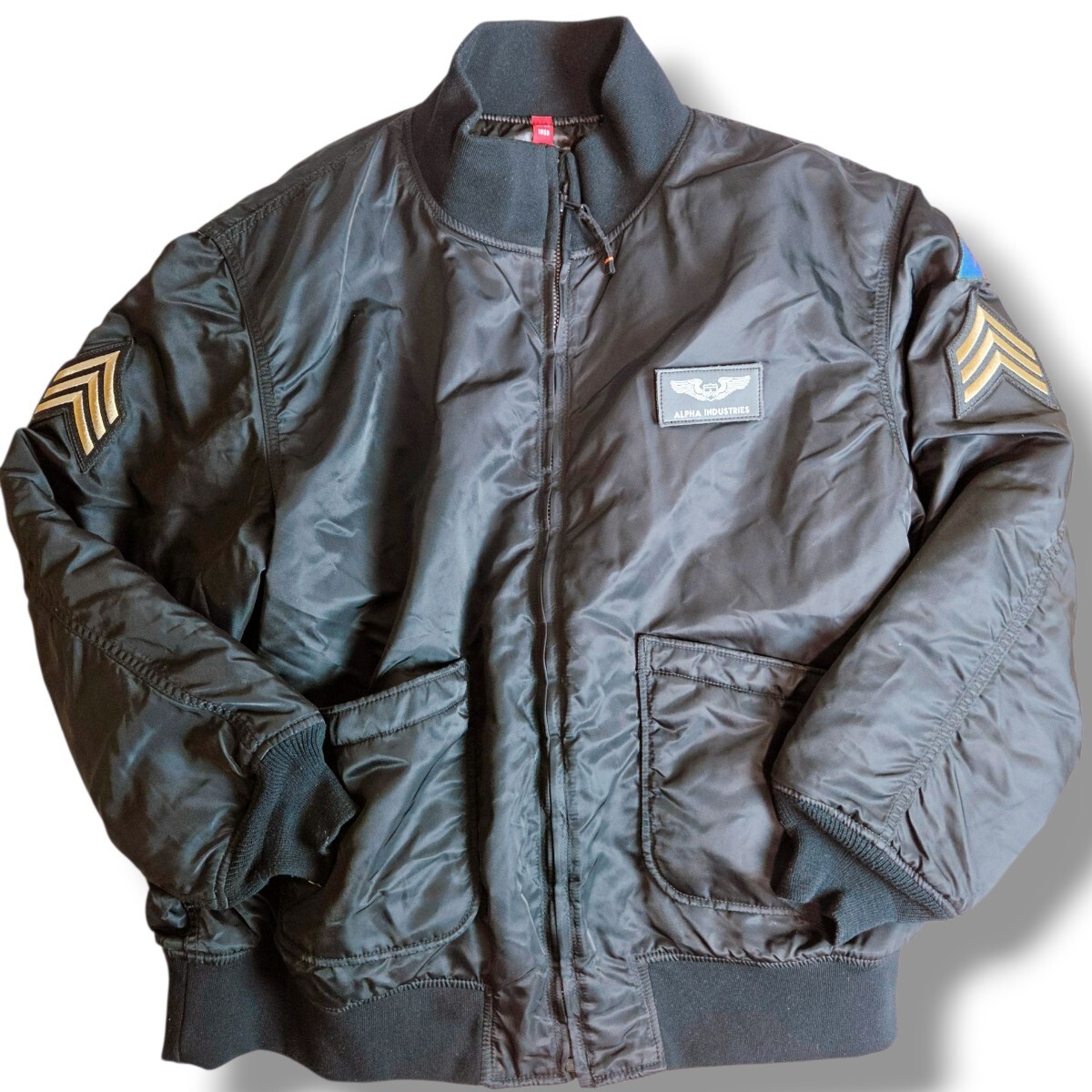 1円〜 【極美品 3L/XXL】ALPHA INDUSTRIES アルファ インダストリーズ MA-1 フライトジャケット ワッペン付き ブラック 黒 キルティング拍卖