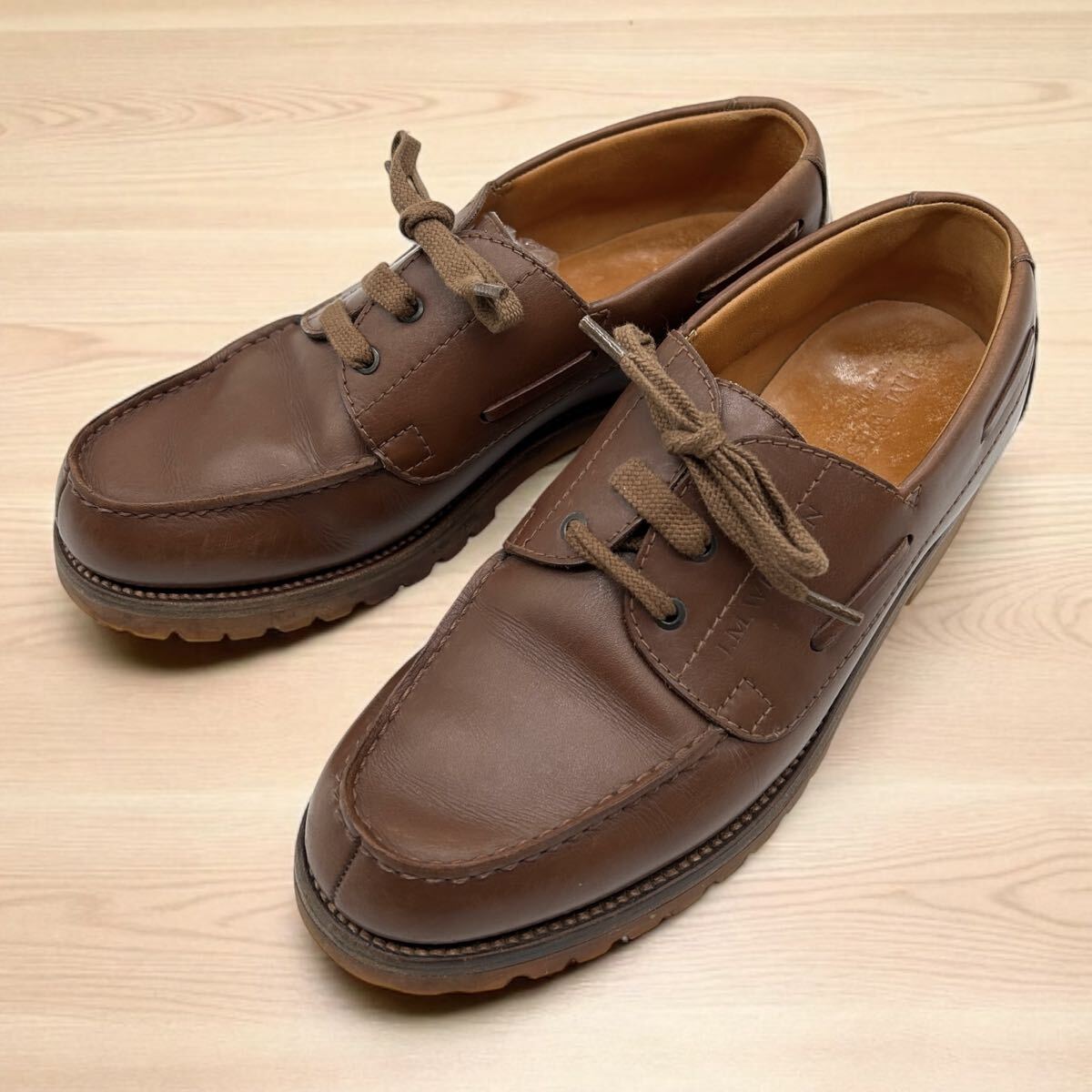 1円 美品 J.M.WESTON ウエストン 690 ヨット ダービー 6D ロシアンカーフ ブラウン 革靴 ビジネスシューズ拍卖