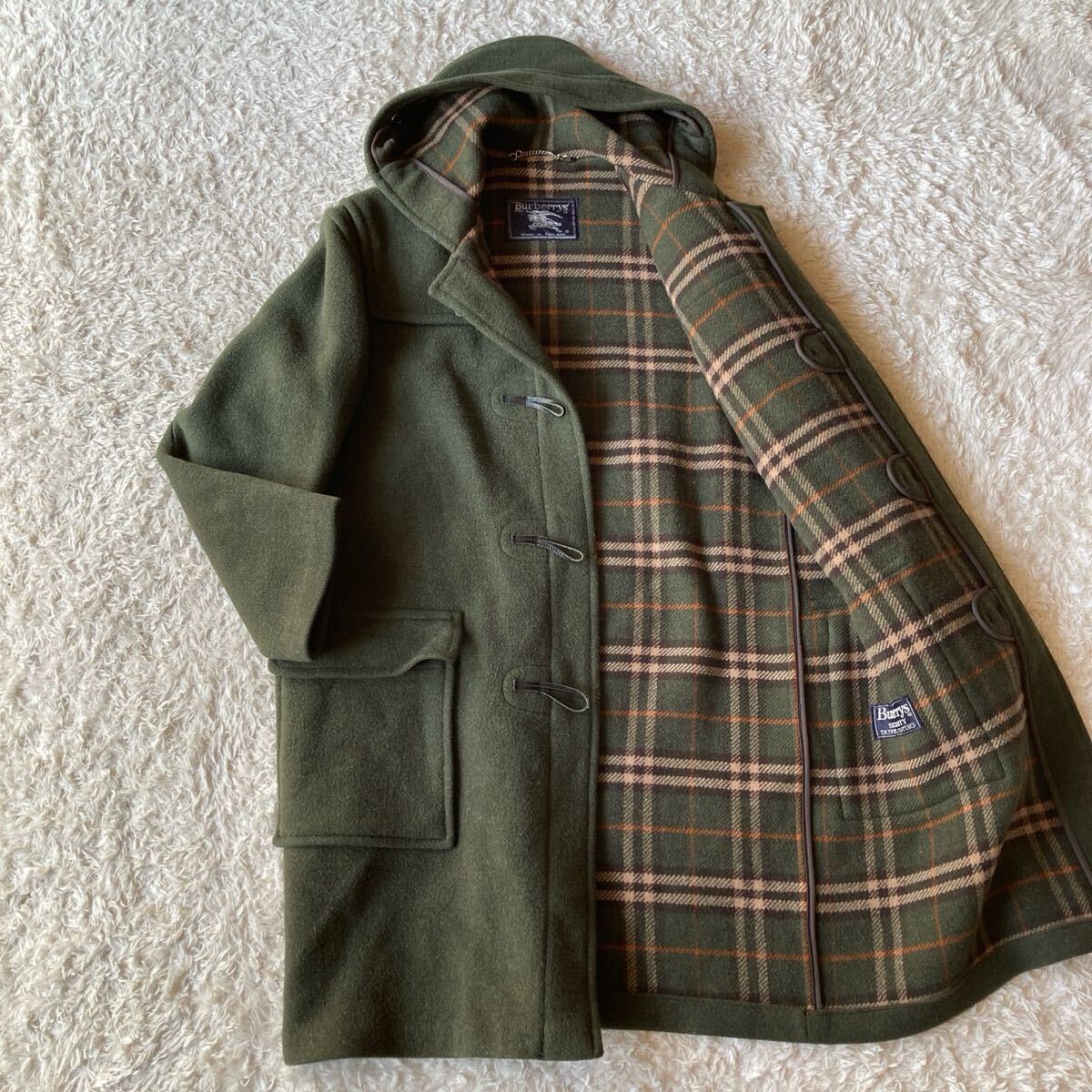 希少カラー!! BURBERRY'S バーバリーズ 最高級 SPECIALITY DUFFLE COATING ダッフルコート ロング ノバチェック チェーン M カーキー拍卖