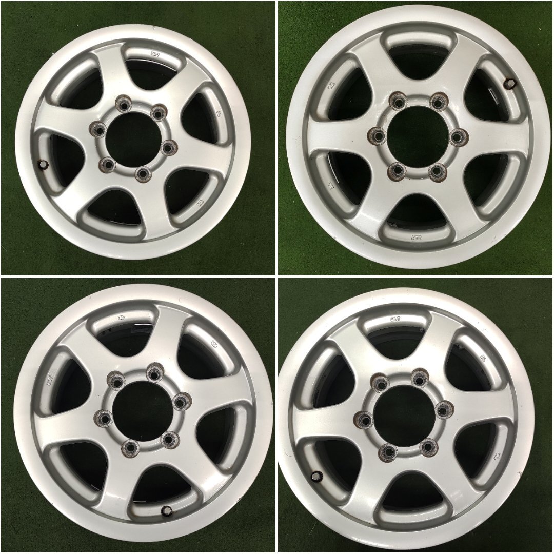 ★中古品★ホイールセット メーカー不明 15インチアルミホイール 4本セット 15×6J +25 139.7-6H ハイエース等に!!【他商品と同梱歓迎】拍卖