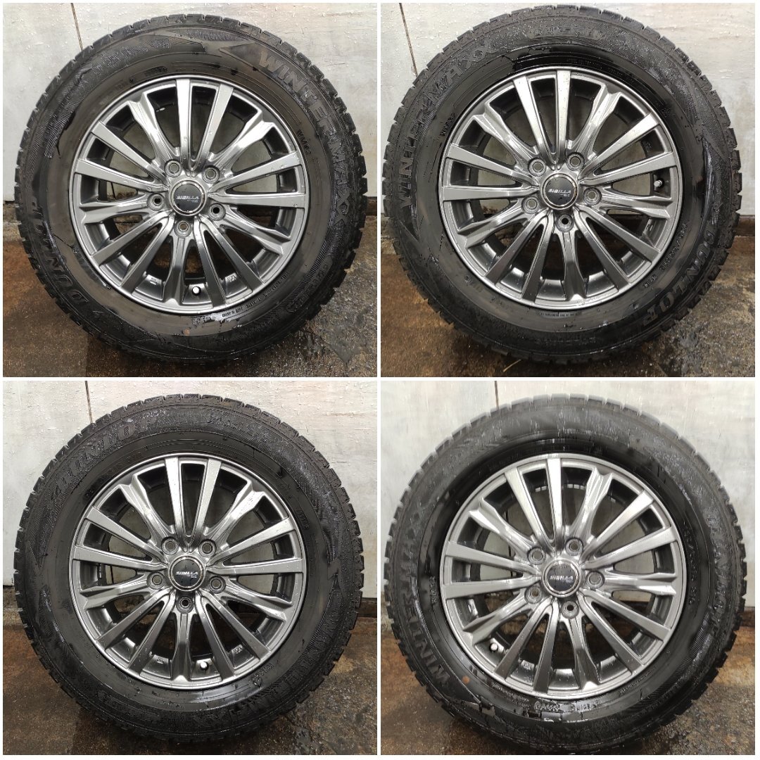 ★中古品★ DUNLOP WINTERMAXX WM02 2020年製 スタッドレスタイヤホイールセット 195/65R15 15×6J+53 114.3-5H【他商品と同梱歓迎】拍卖