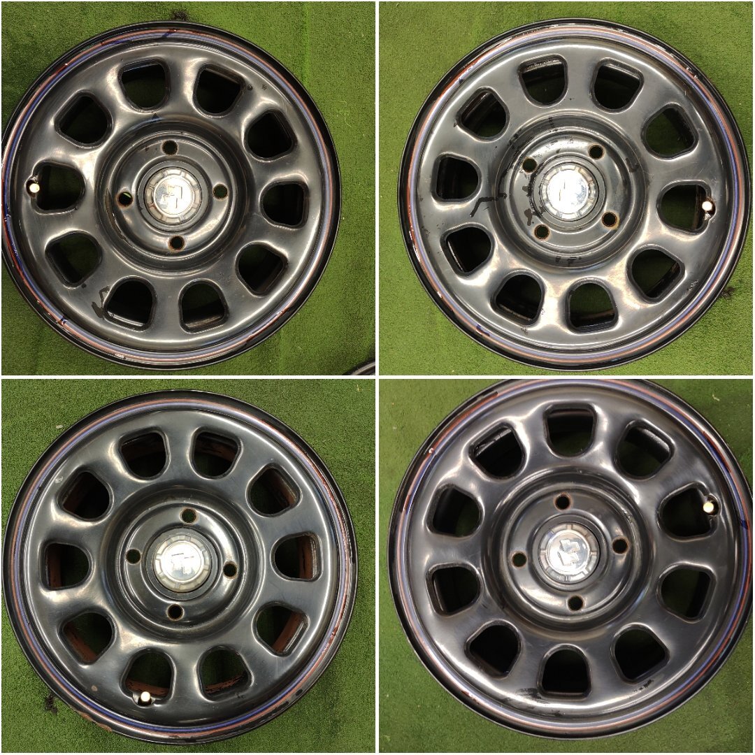 ★中古品★デイトナ風 スチールホイール 太平タイヤ製 14インチ 14×5J+38 114.3-4H 4本セット【他商品と同梱歓迎】拍卖